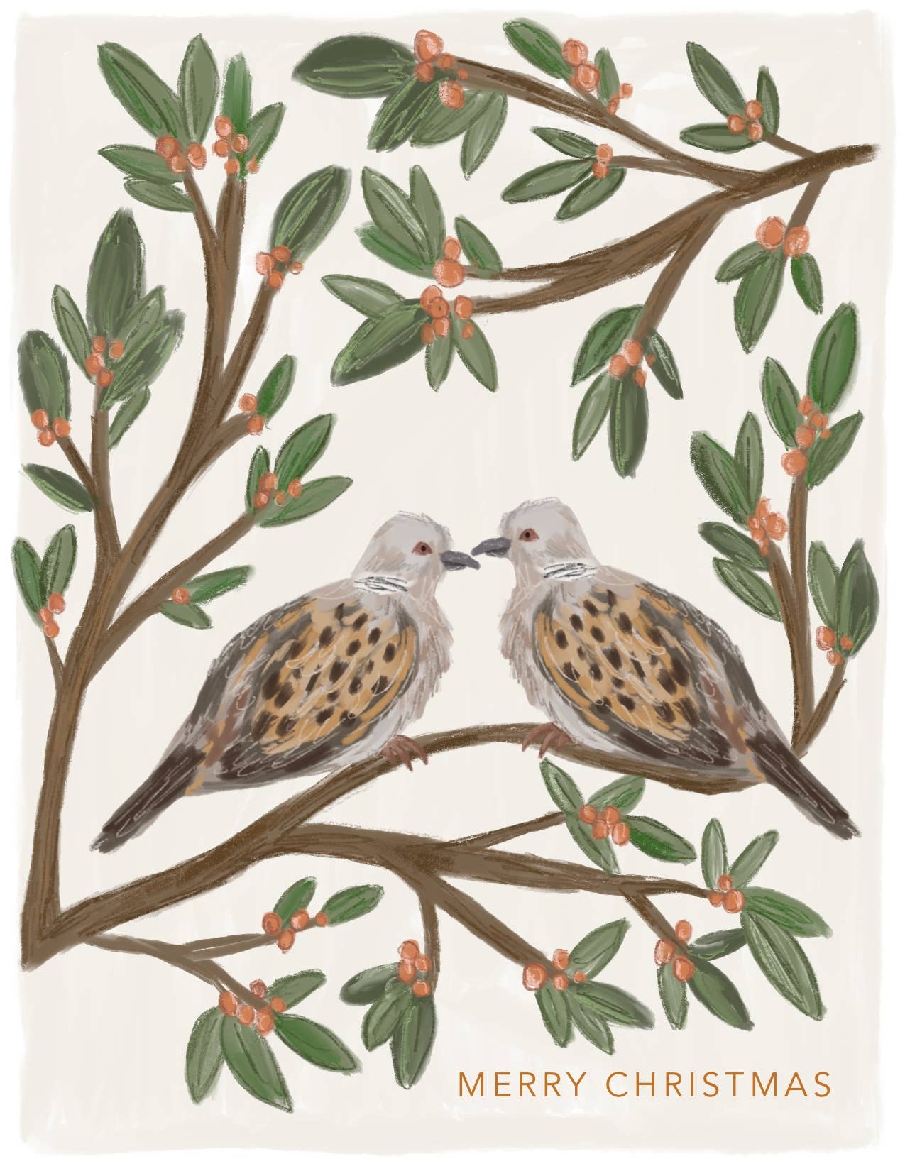 Merry Christmas Turtle Doves - 2 in 1 Card & Postcard