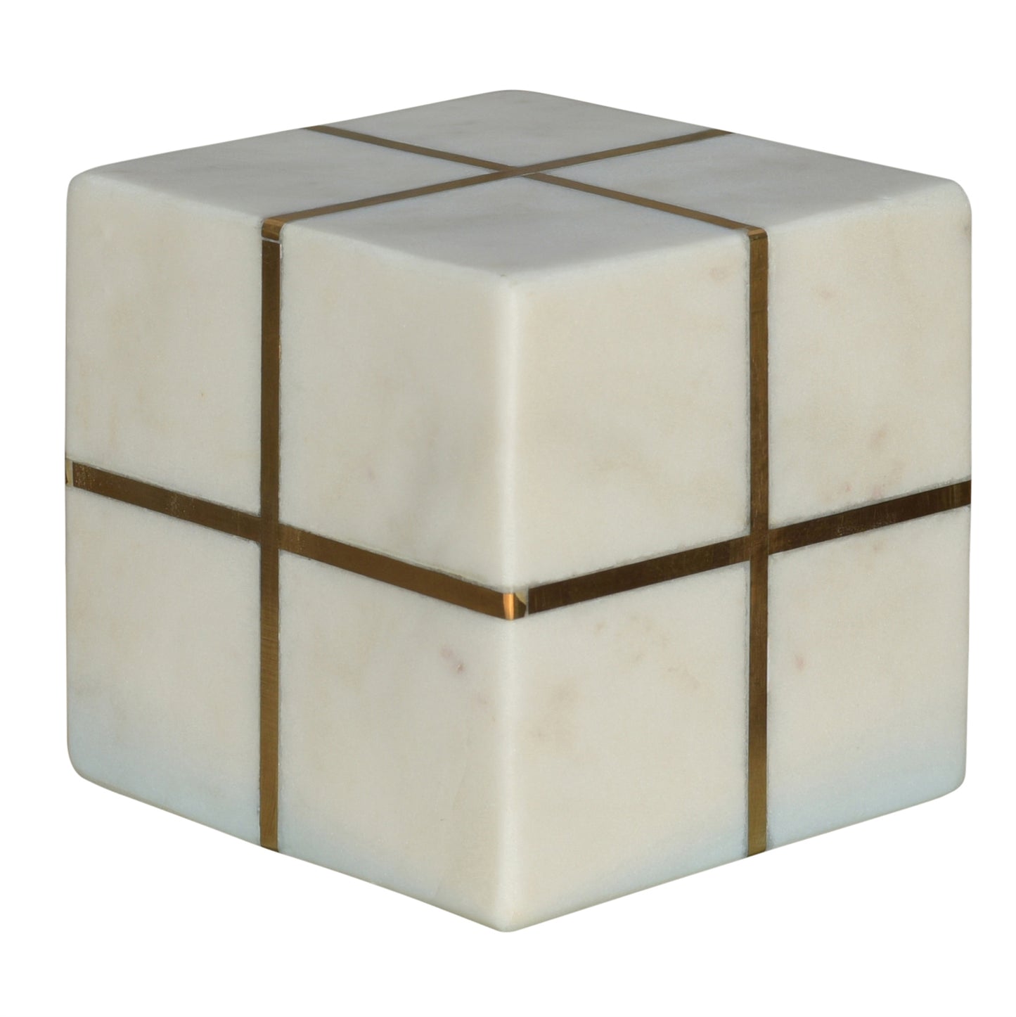 Brass Banded Marble Cube