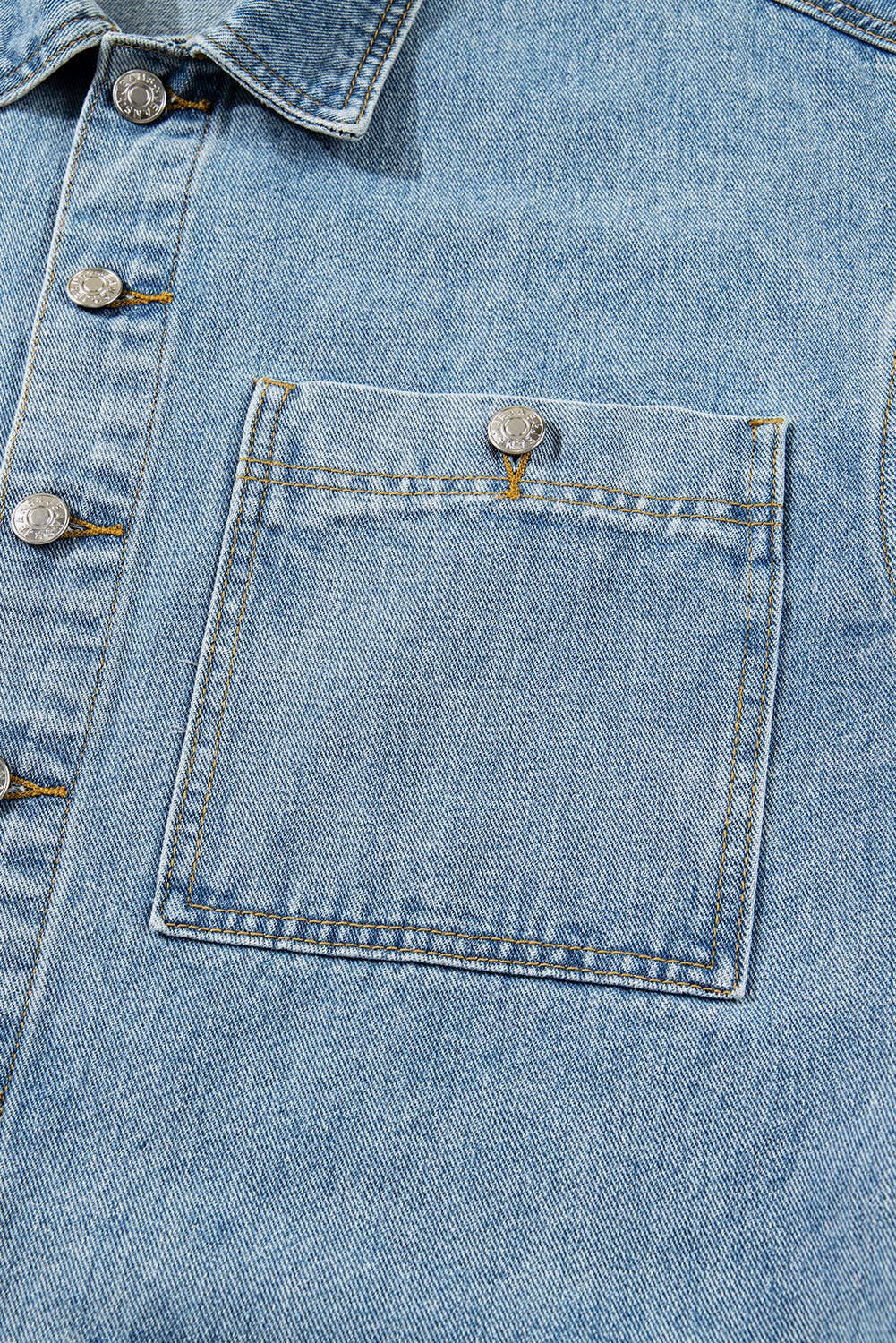 Multi Patched Pockets Side Boyfriend Style Denim Jacket