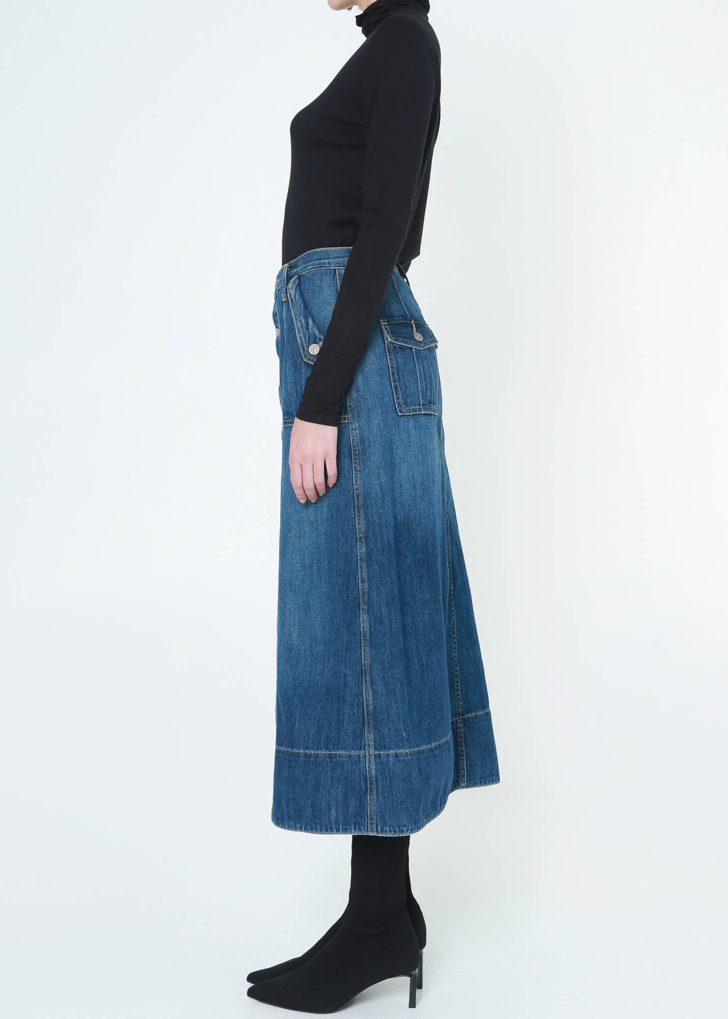 Rachel Utility Maxi Skirt - Button Detail