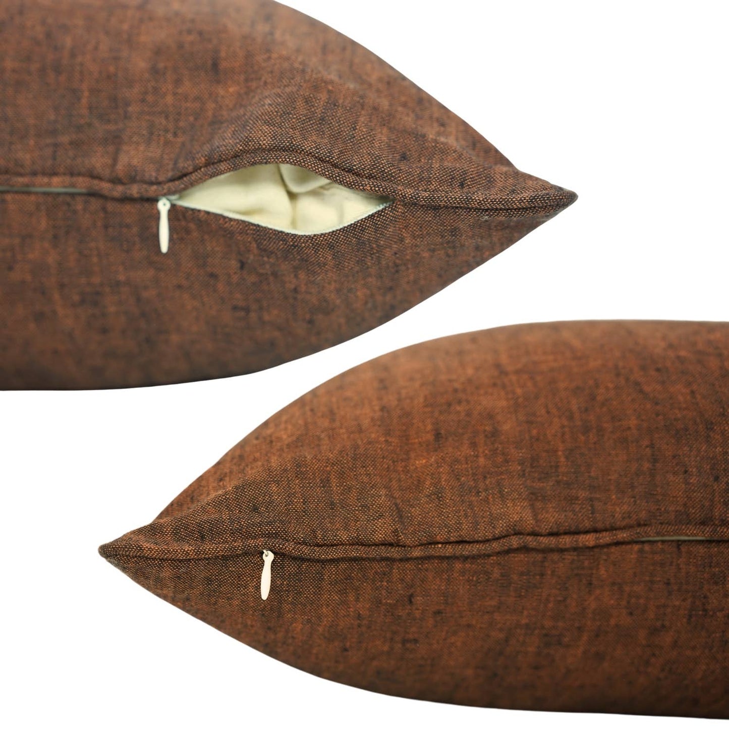 Hand Coloured Linen Solid Cushion - Brown 22x22