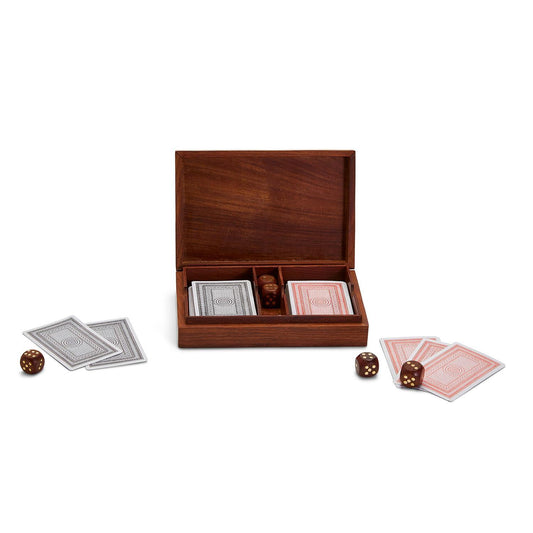 Cards & Dice Set in Wooden Box