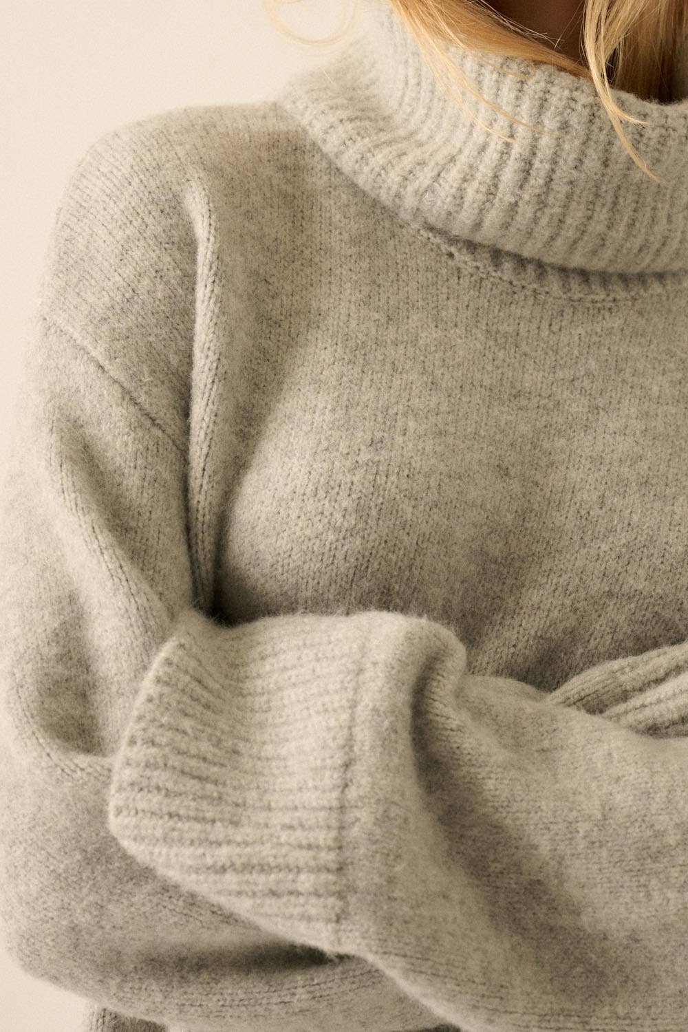 Solid Felted Knit Cowl-Neck Midi Sweater Dress