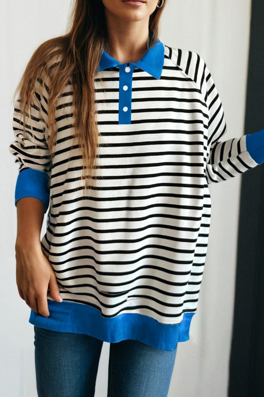 Stripe Color Block Long Sleeve Shirt