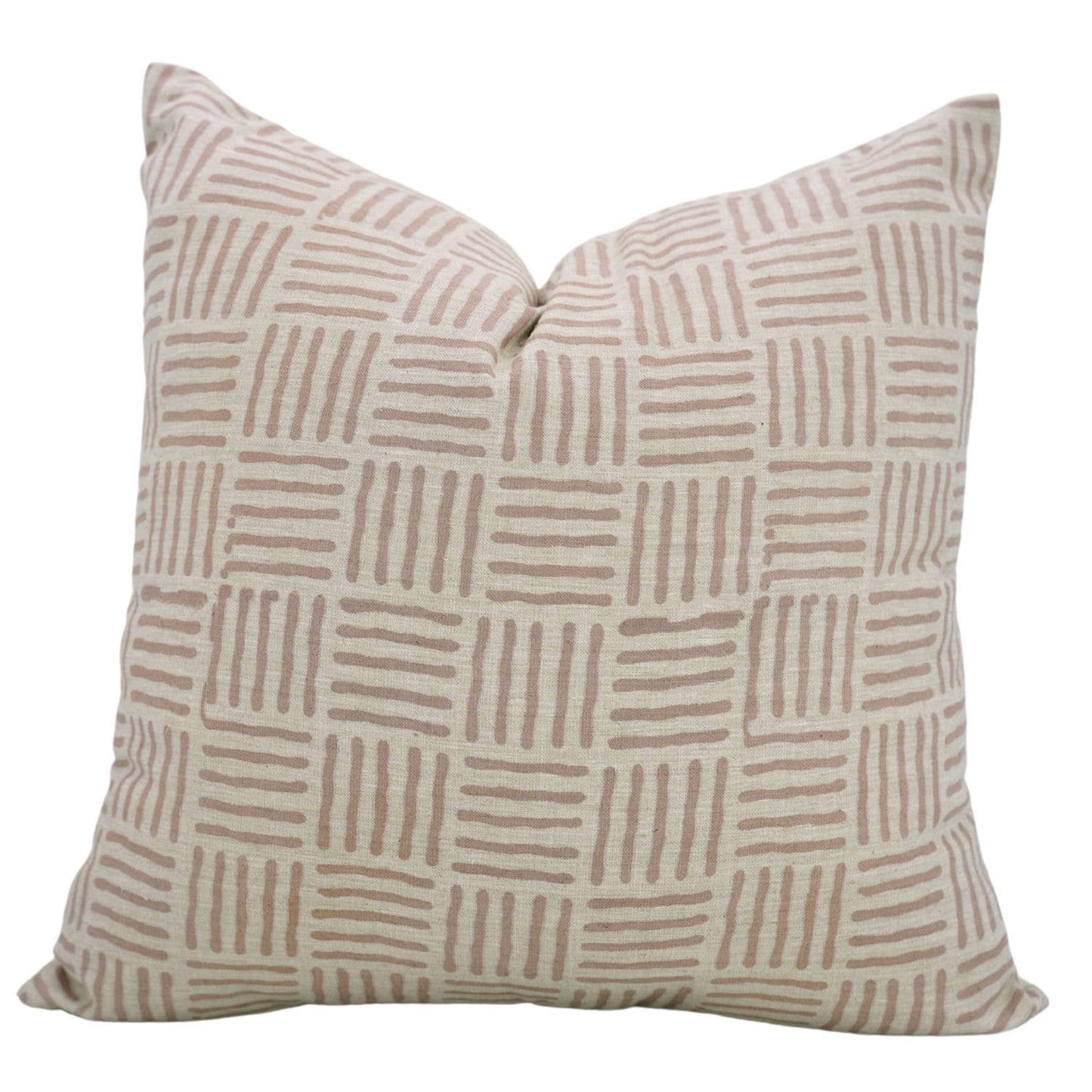 Crosshatch Block Print Linen Pillow 18x18
