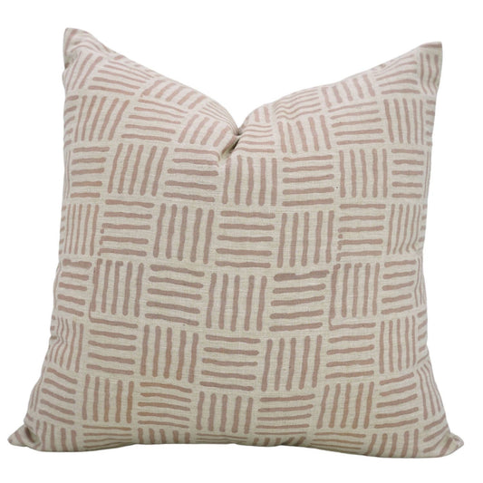 Crosshatch Block Print Linen Pillow 18x18