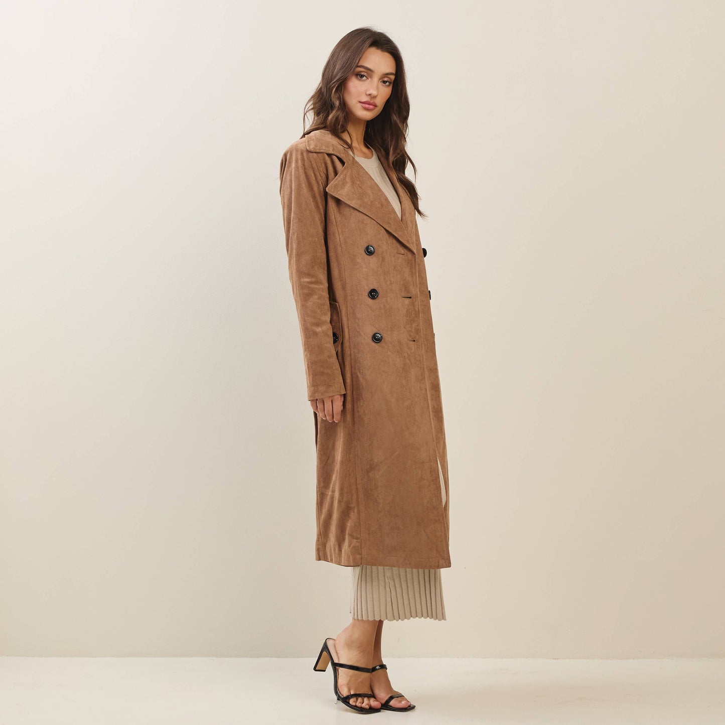 Vegan suede trench coat
