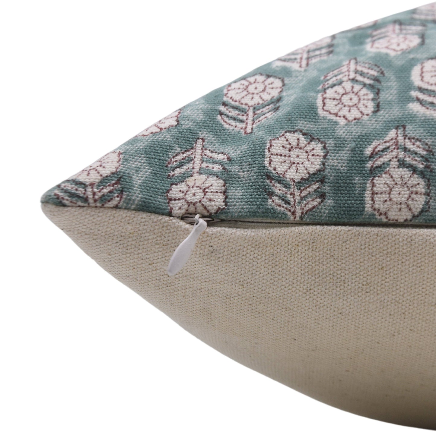 Tulsi Buti Block Print Canvas Pillow 18"