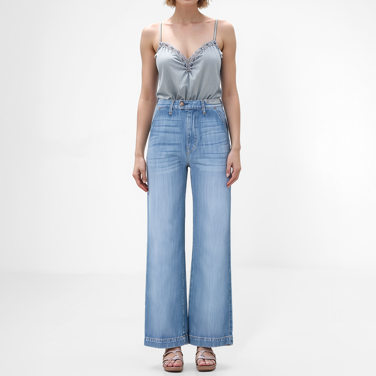 Quinn Wide Leg Trouser In Pomona