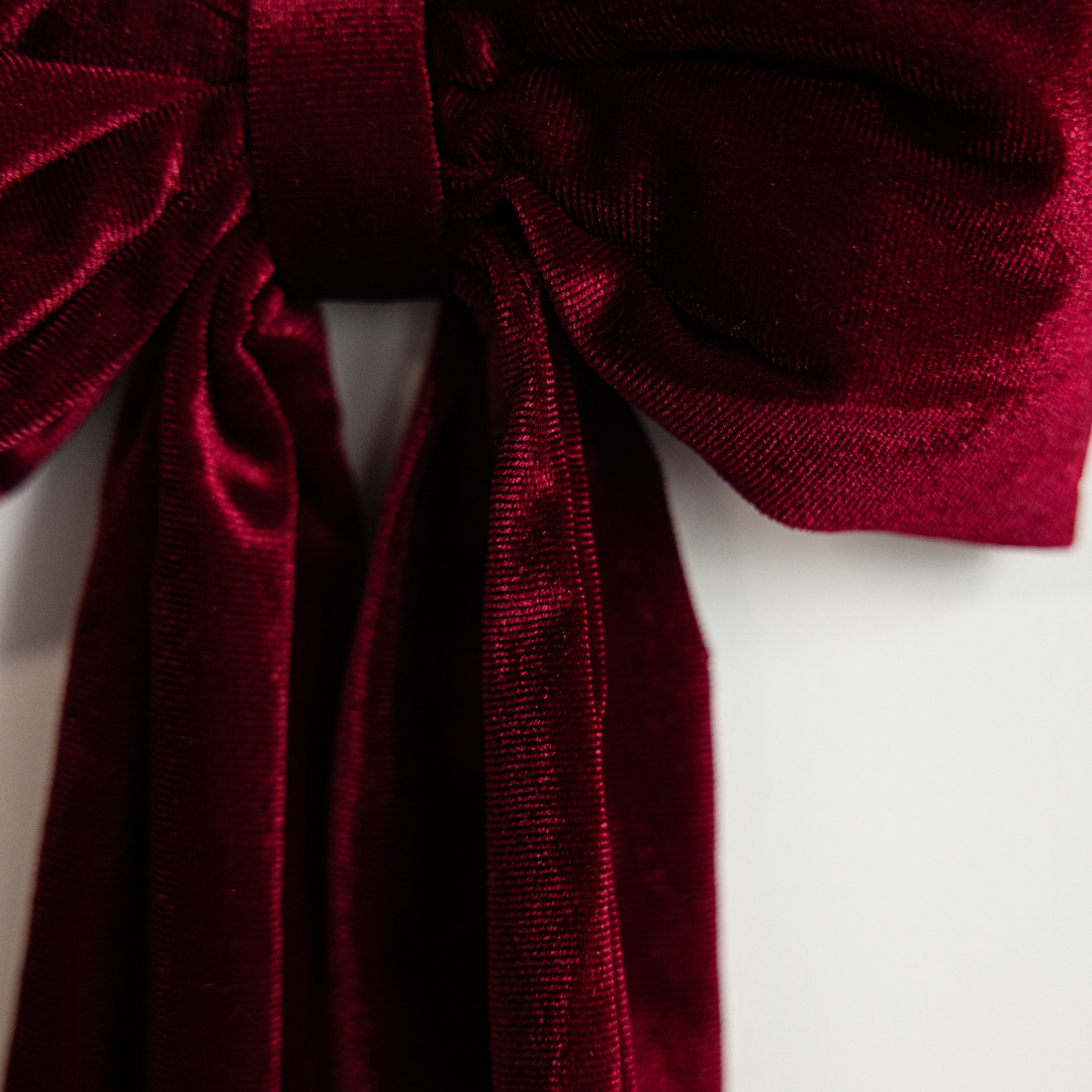 Bows Red Velvet Fabric