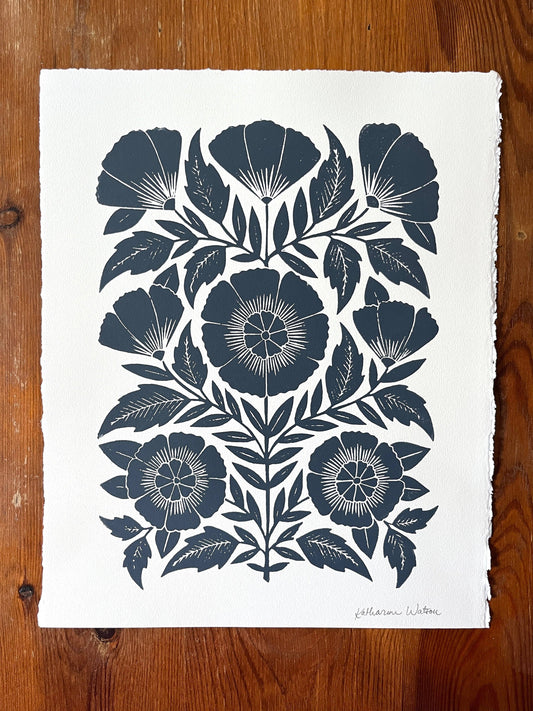 Hand Block Printed Art Print - No. 5131 - 11x14