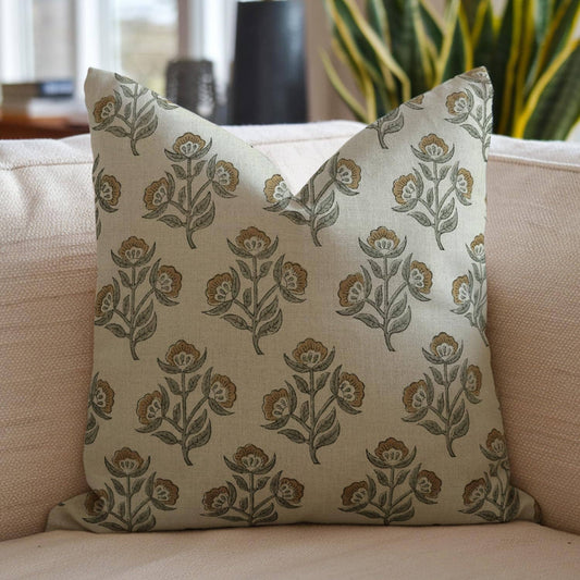 Classic Printed Thick Linen Pillow Cover - Bael Patra