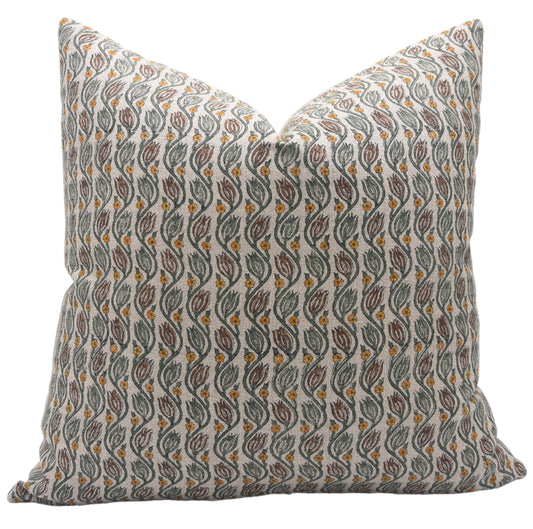 Kersangri Block Print Linen Pillow 18"