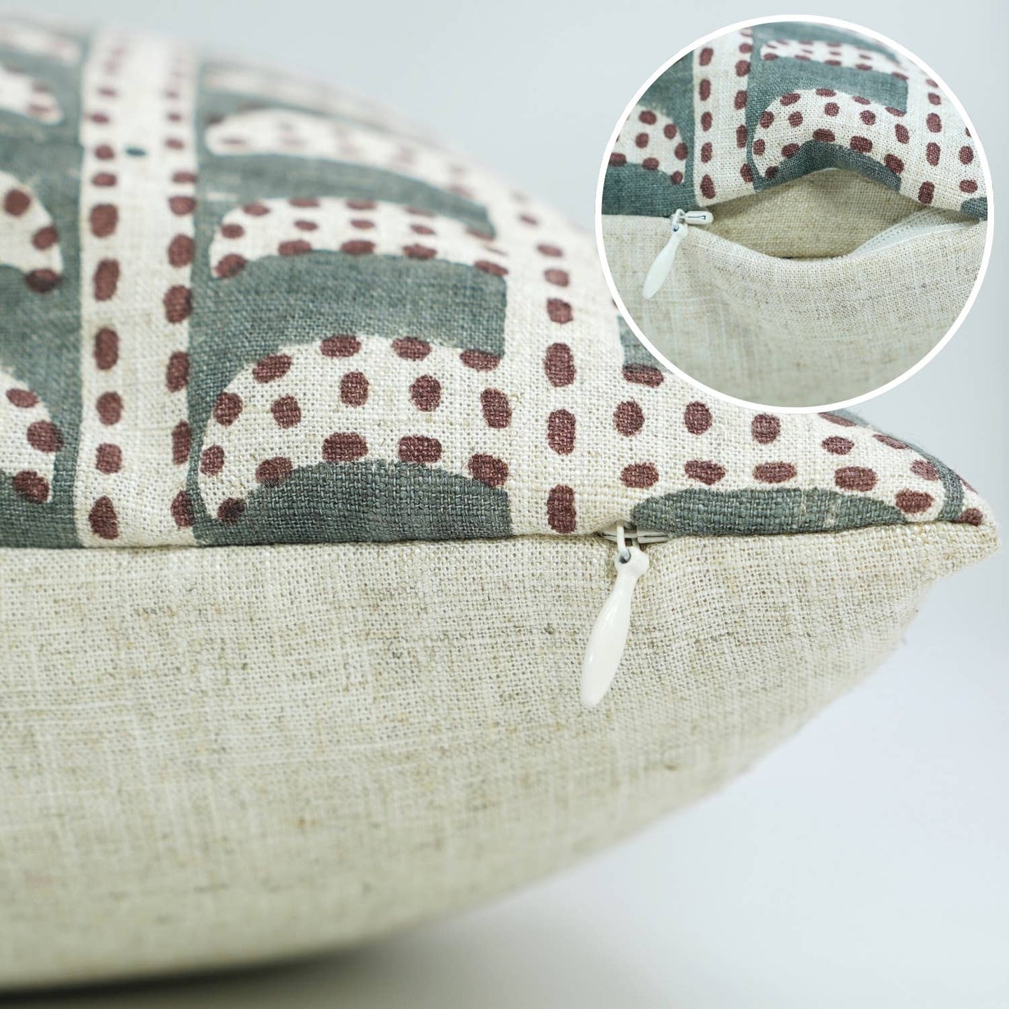 Garud Block Design Viscose Linen Pillow Cover