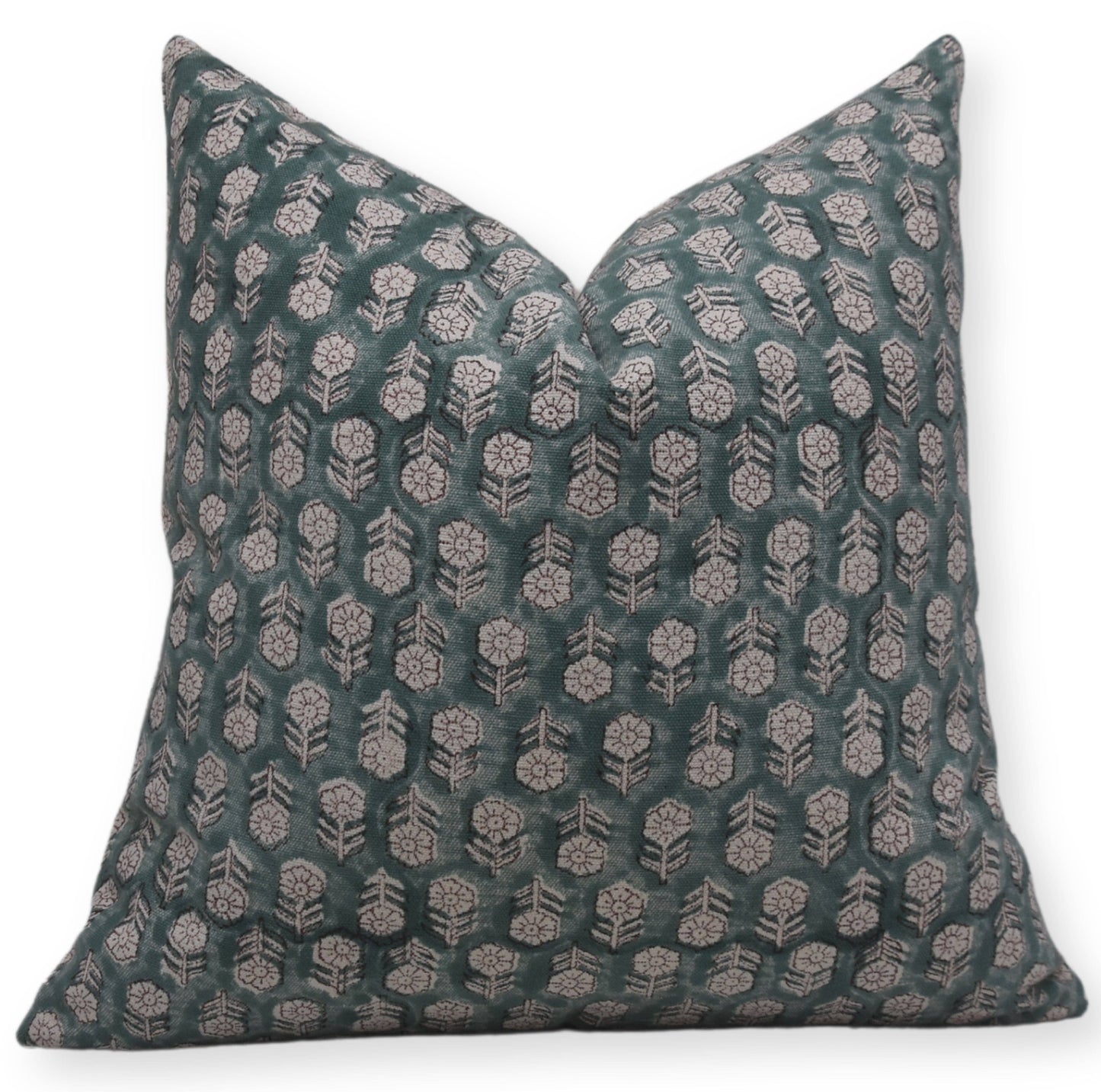 Tulsi Buti Block Print Canvas Pillow 18"