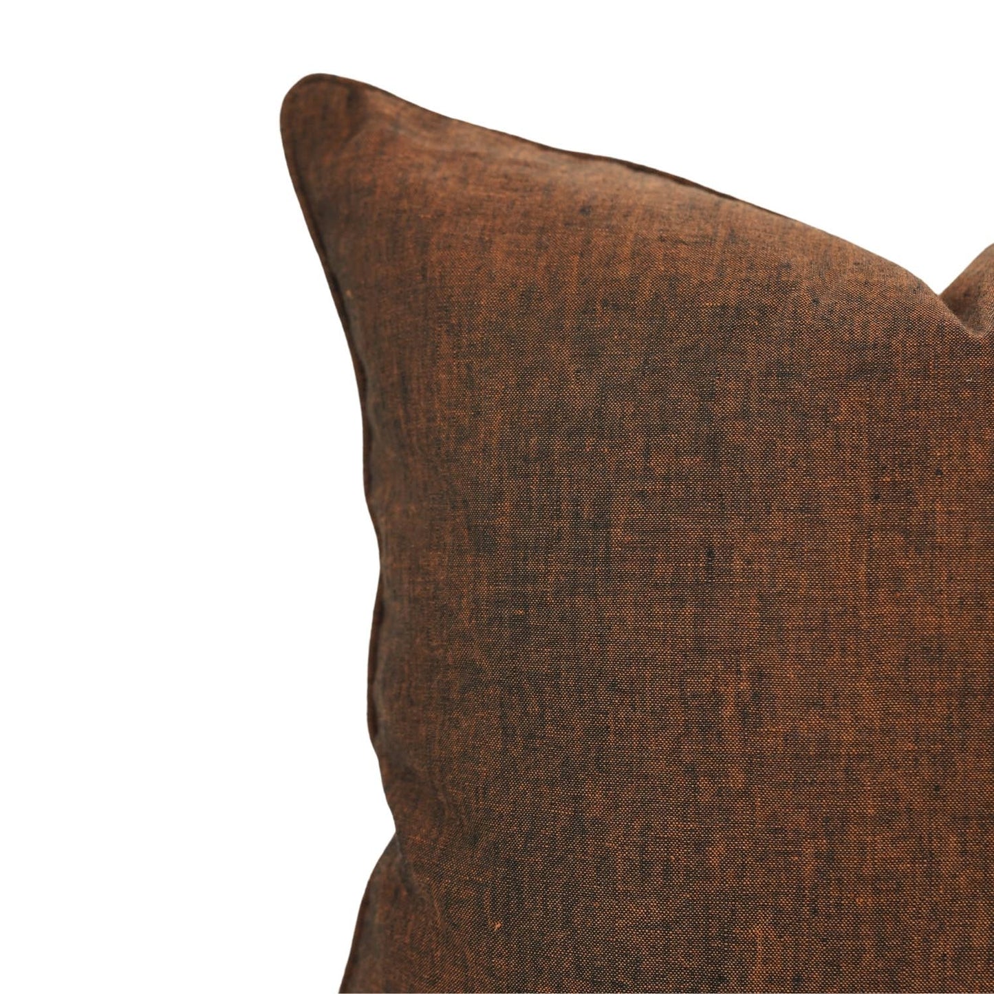 Hand Coloured Linen Solid Cushion - Brown 22x22