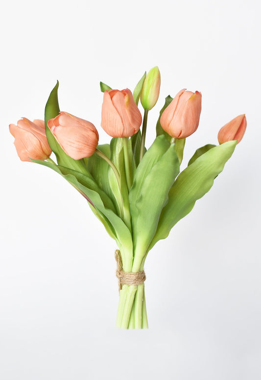 11.75" Faux Real Touch Orange Sorbet Tulip Stem Bundle