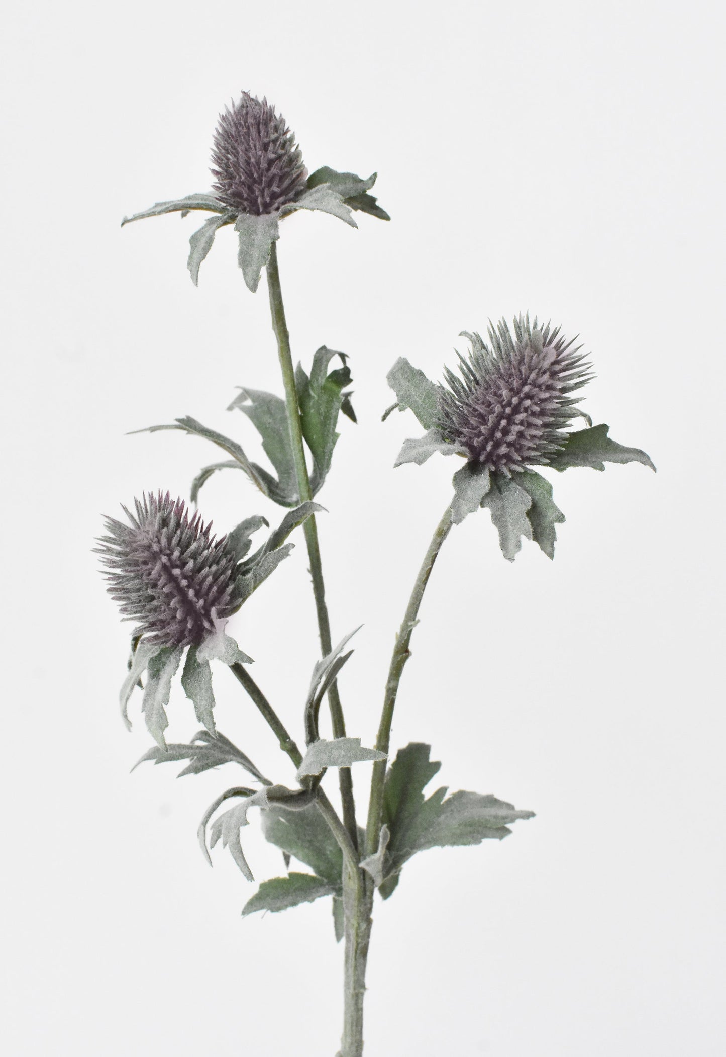 17" Faux Green/Lavender Thistle Stem