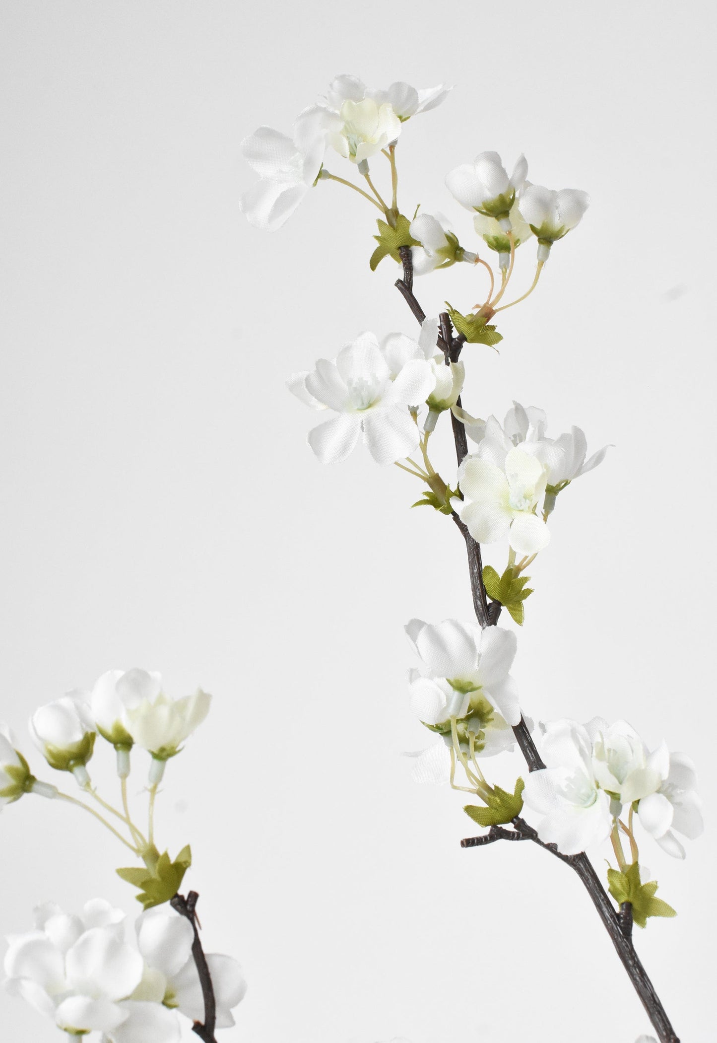 36" Faux Quince Blossom Cream / White Stem Flowering Branch