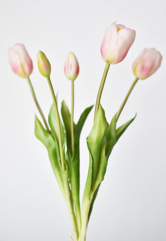 18" Faux Tulip Stem Bundle Blush Pink