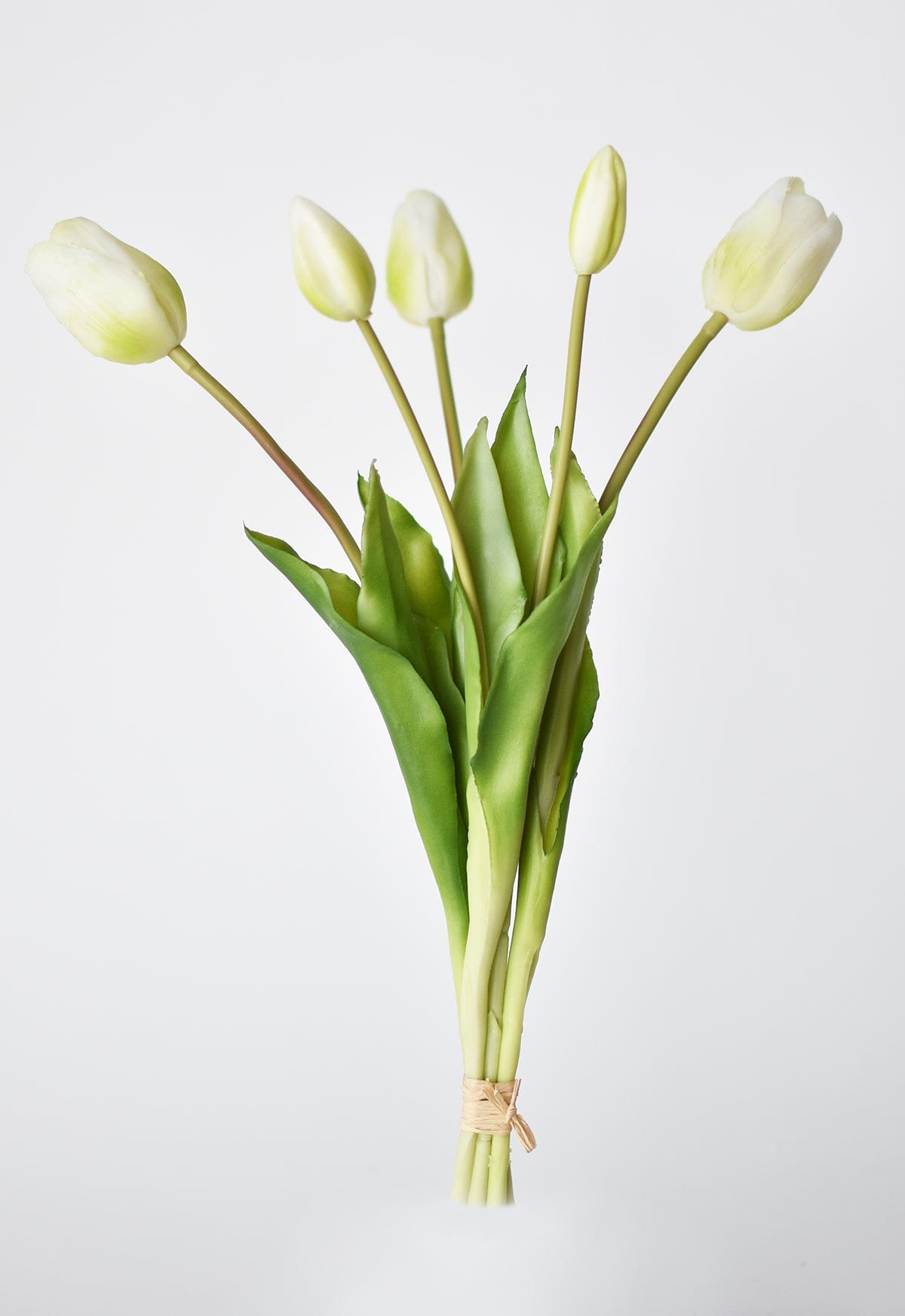 18" Faux Tulip Stem Bundle White Green