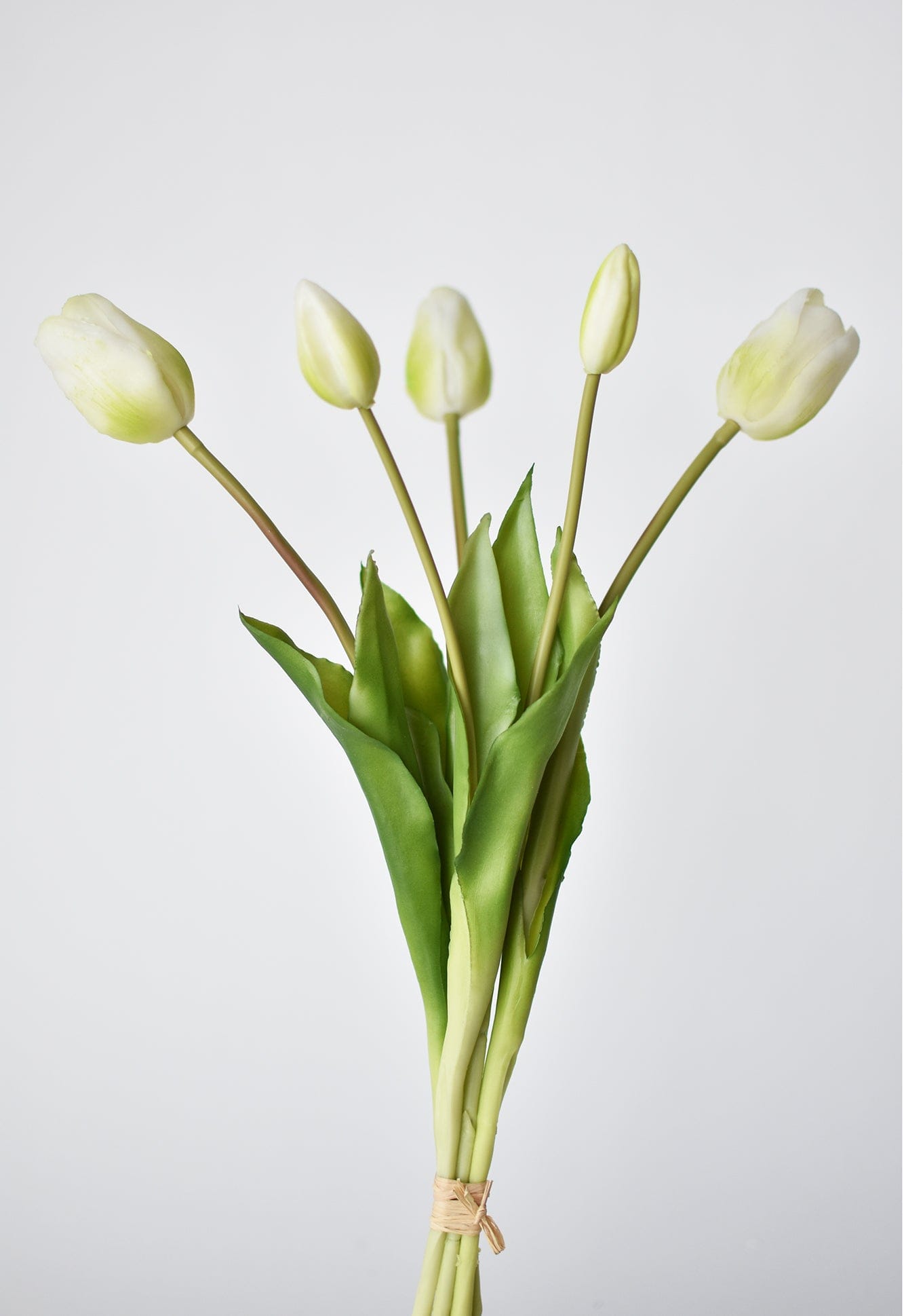 18" Faux Tulip Stem Bundle White Green