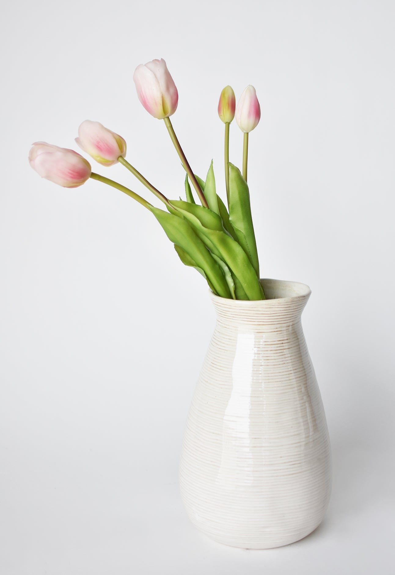 18" Faux Tulip Stem Bundle Blush Pink