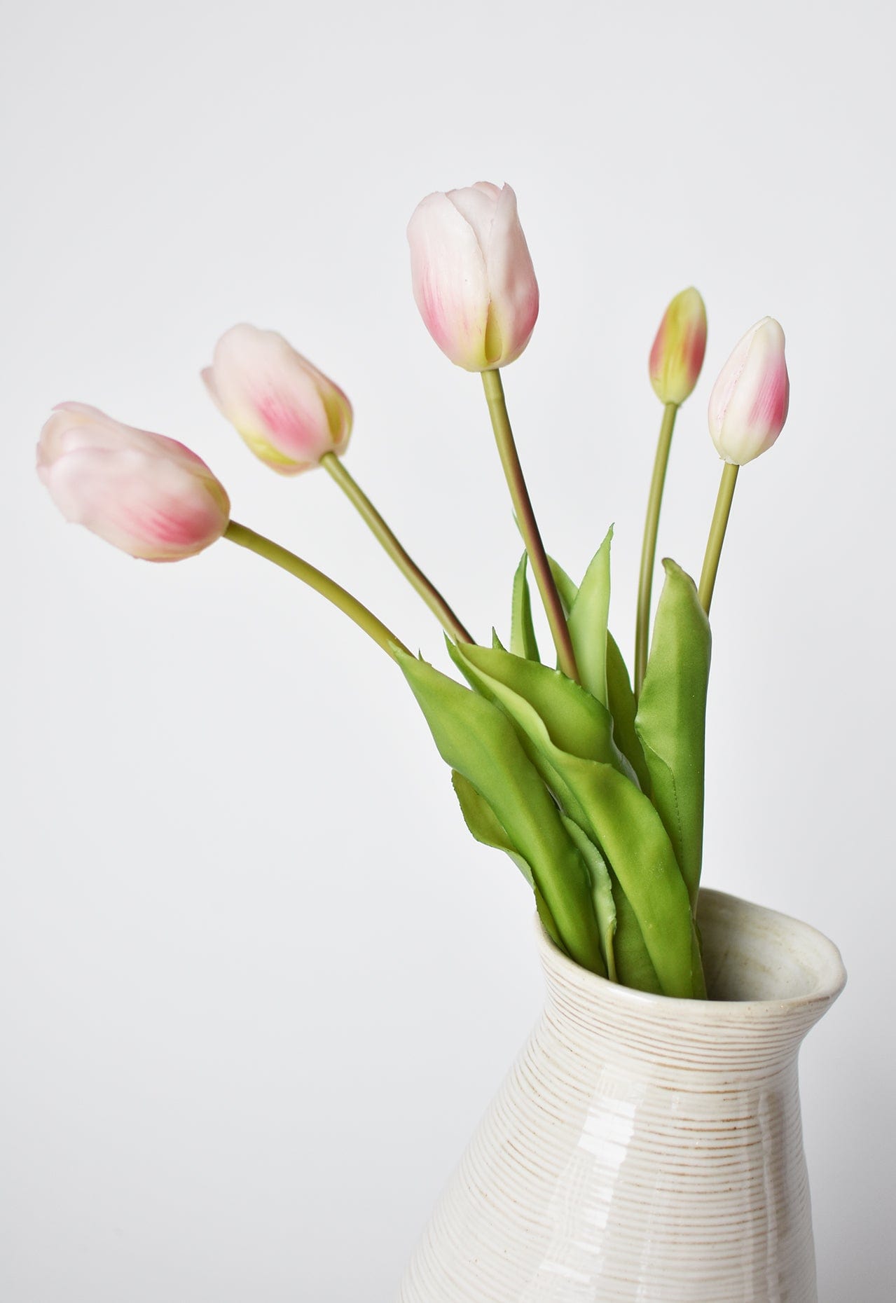 18" Faux Tulip Stem Bundle Blush Pink