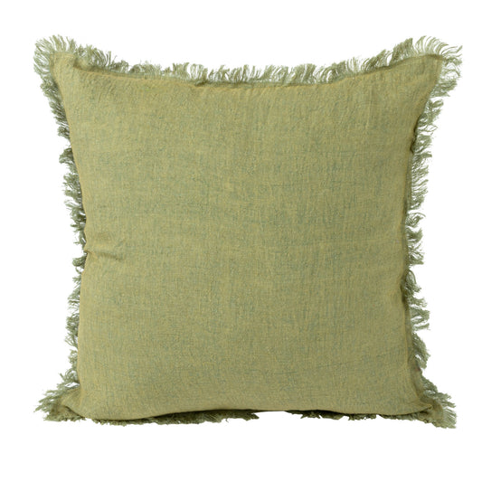 20” Olive Stonewashed Linen Pillow