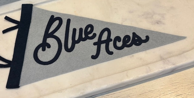 Blue aces / state / location pennant: Pewter