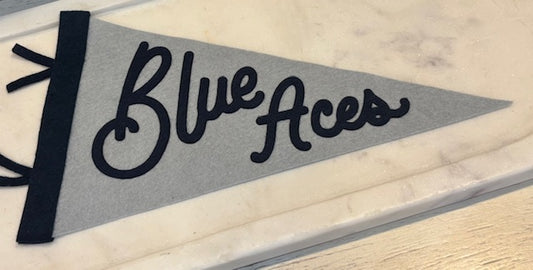 Blue aces / state / location pennant: Pewter