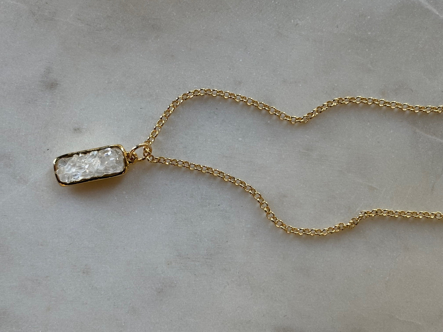 Elongated crystal geode pendant necklace