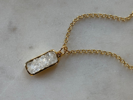 Elongated crystal geode pendant necklace