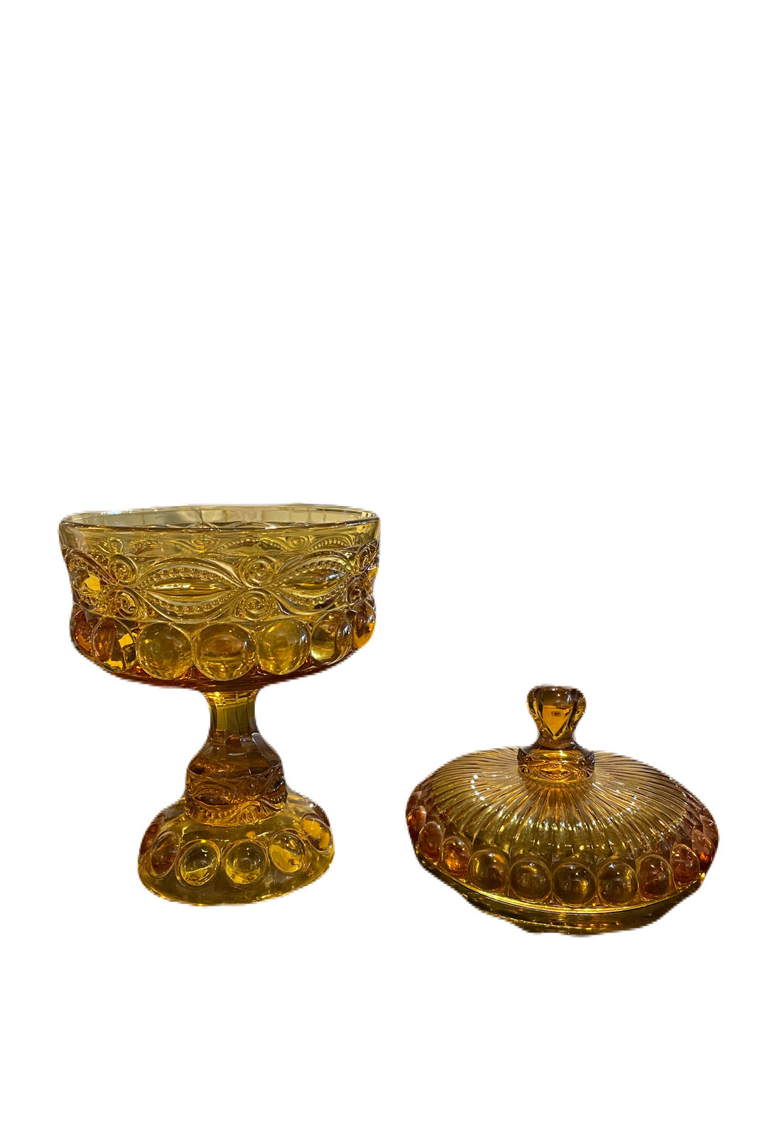 Amber Glass Candy Dish