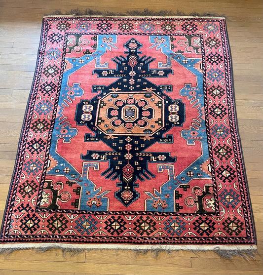 Vintage Caucasian Kazak Rug 5'2" x 6'4"