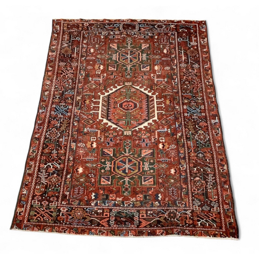 Antique Persian Heriz Karajeh Rug 4'8" x 6'7"