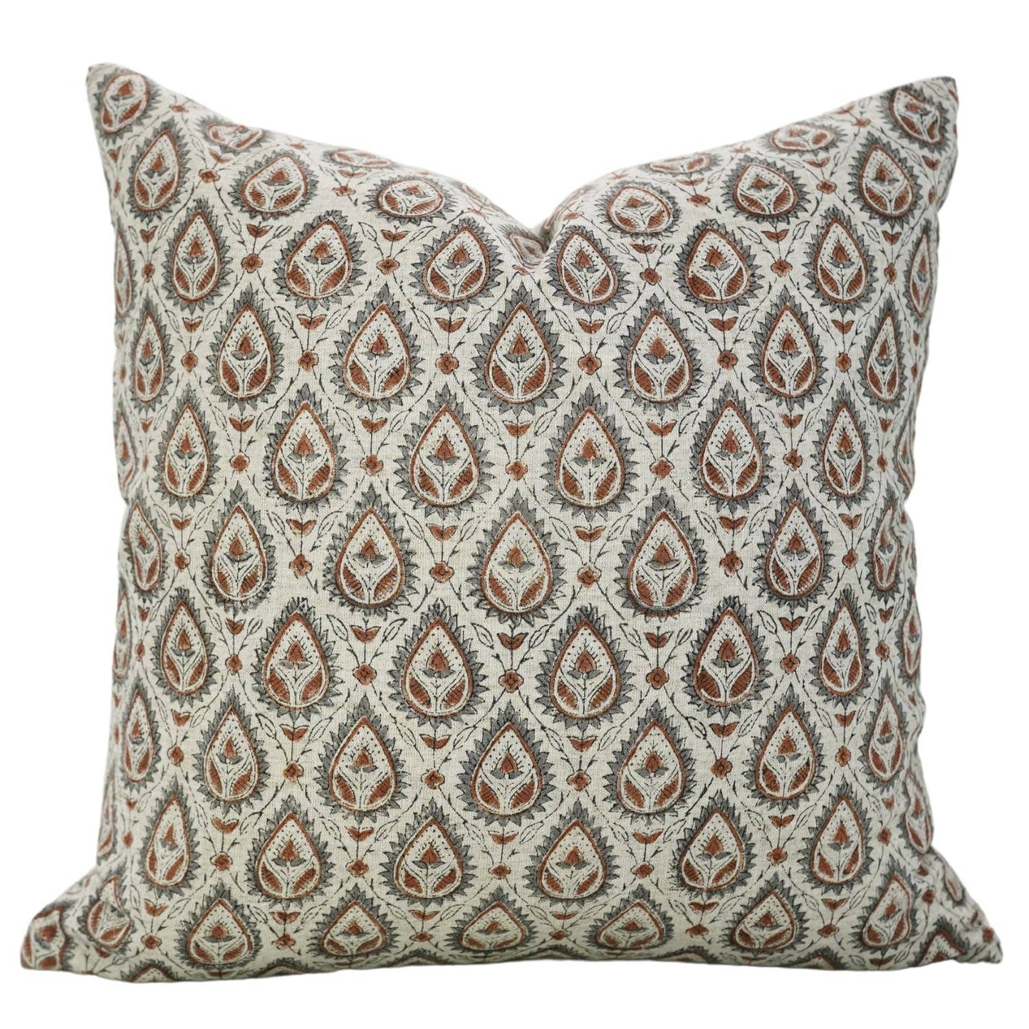Pan Patti Block Print Linen Pillow 22x22