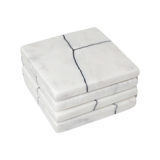 S/4 White Marble Coasters