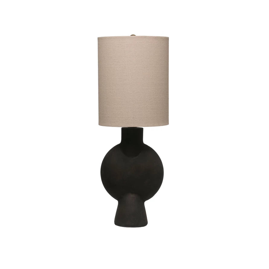 Terracotta Lamp with Linen Shade