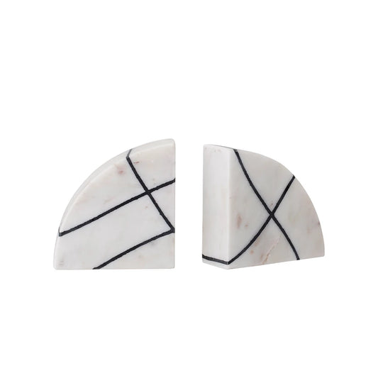 Geometric Marble Bookends S/2