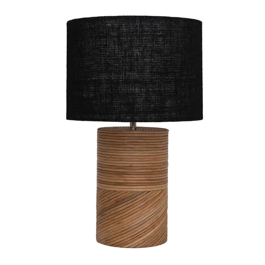 Rattan Lamp with Black Jute Shade