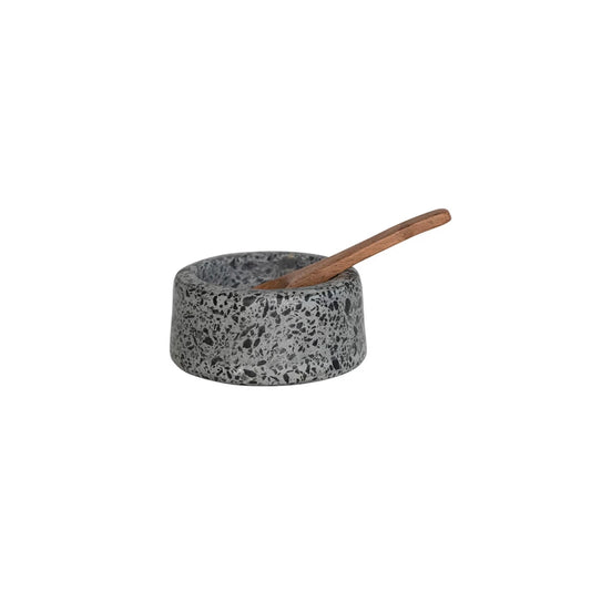 Terrazzo Salt Cellar with Wooden Spoon