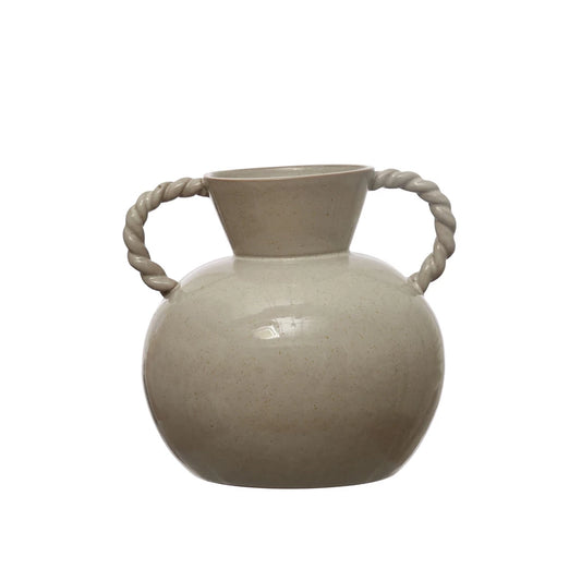 Stoneware Twisted Handle Vase