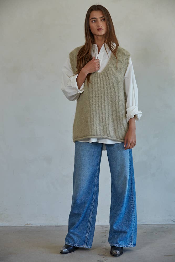Knit V Neck Sweater Vest