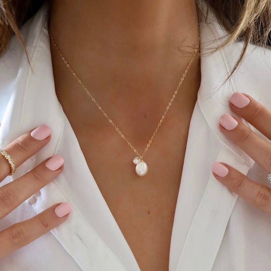 Double Pearl Drop Necklace