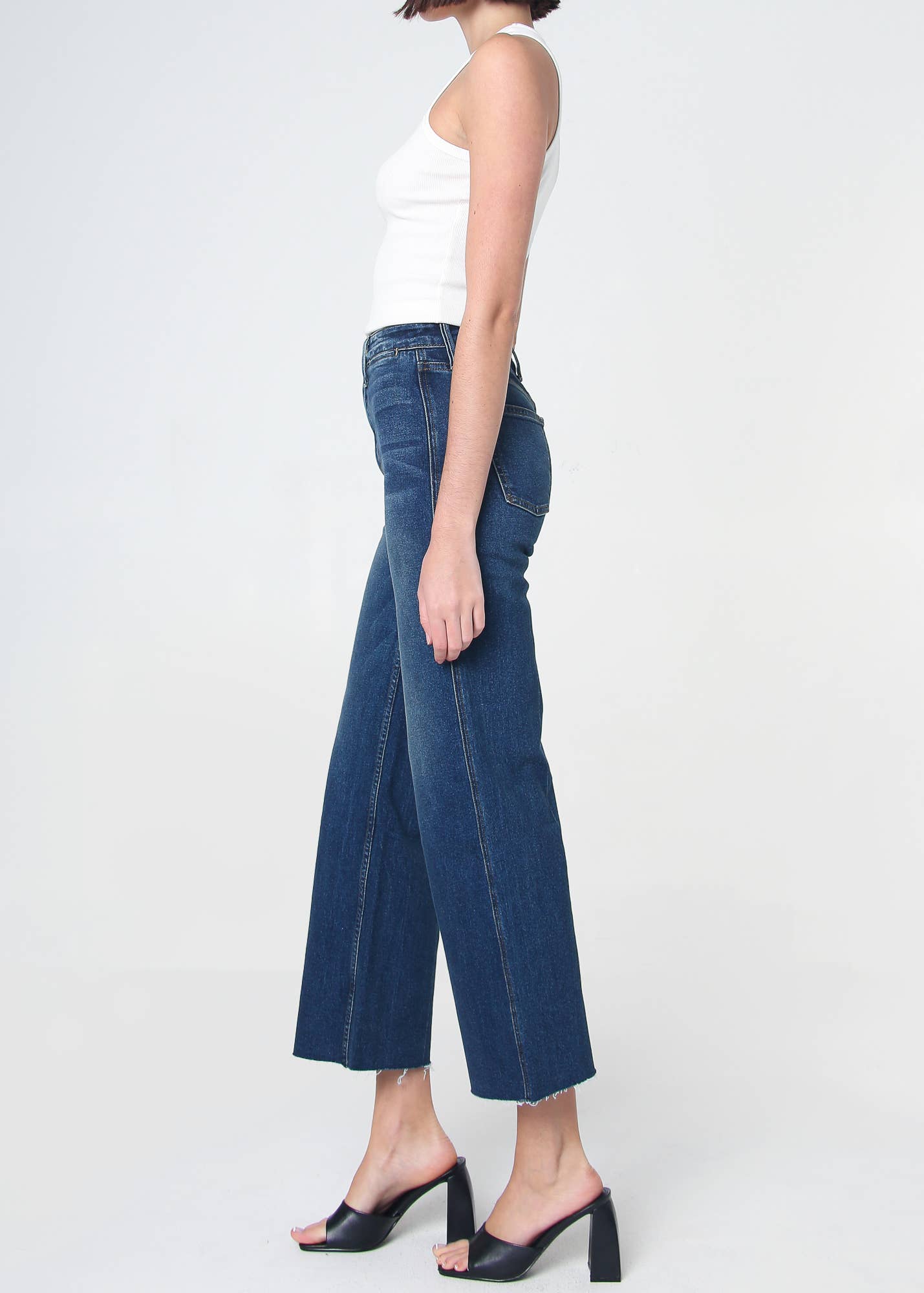 Queen High Rise Crop Wide Leg Jeans - Dart Detail