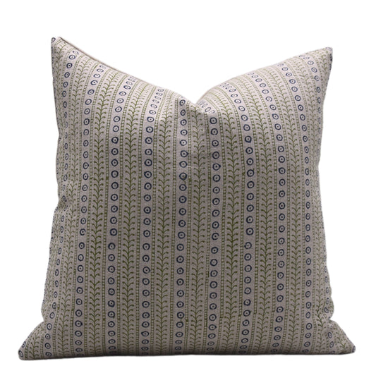 Natural Block Stripe Linen Pillow 14x36