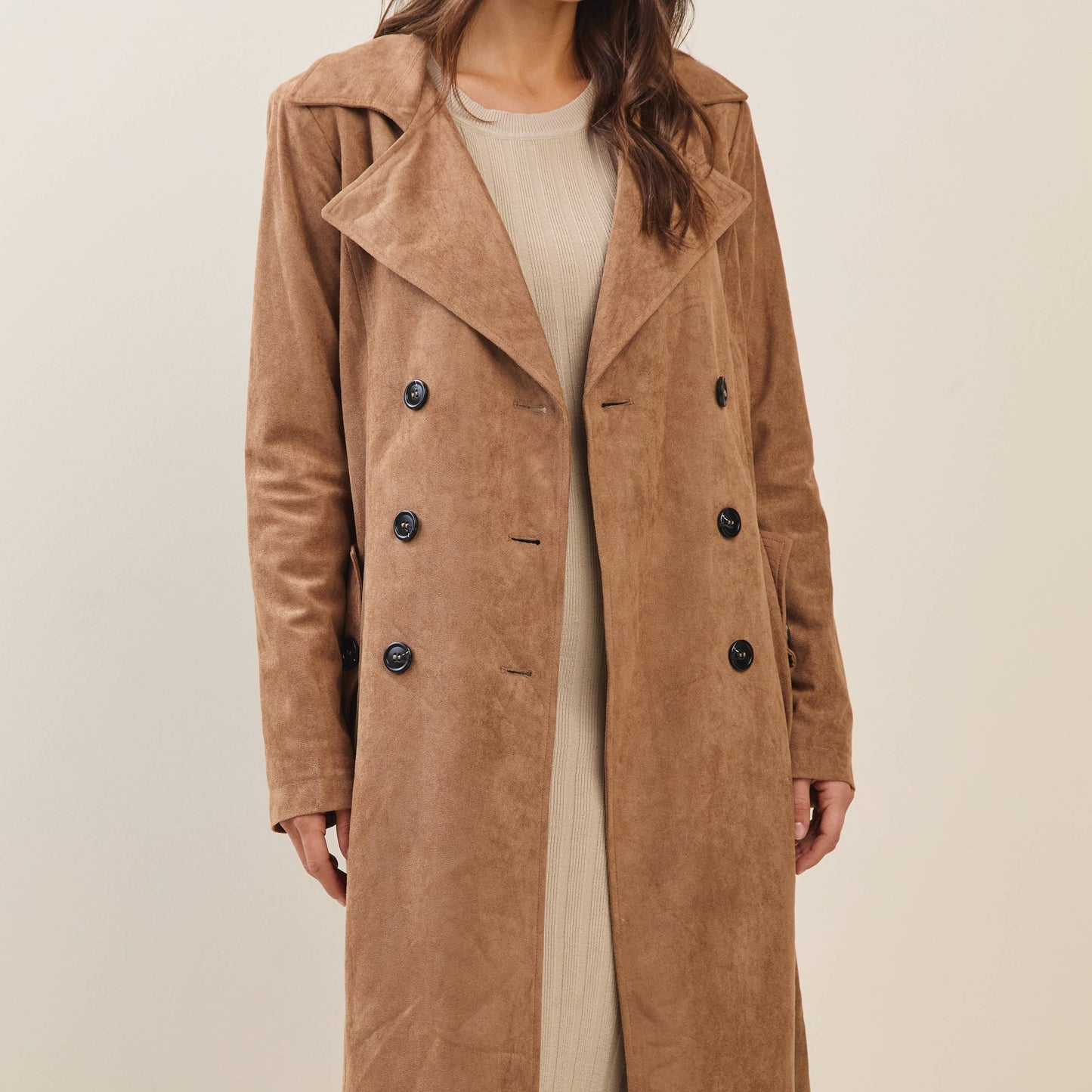 Vegan suede trench coat