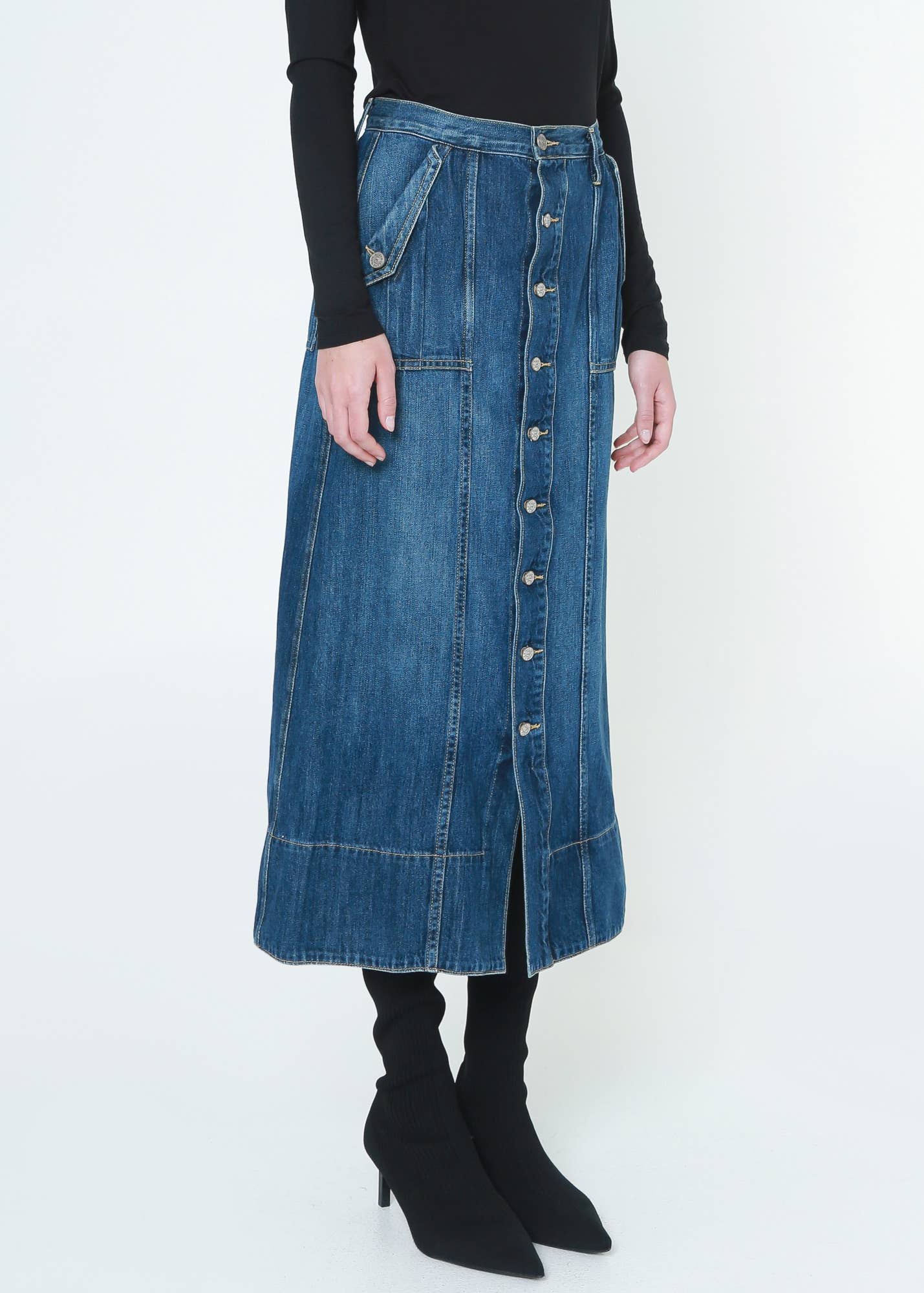 Rachel Utility Maxi Skirt - Button Detail