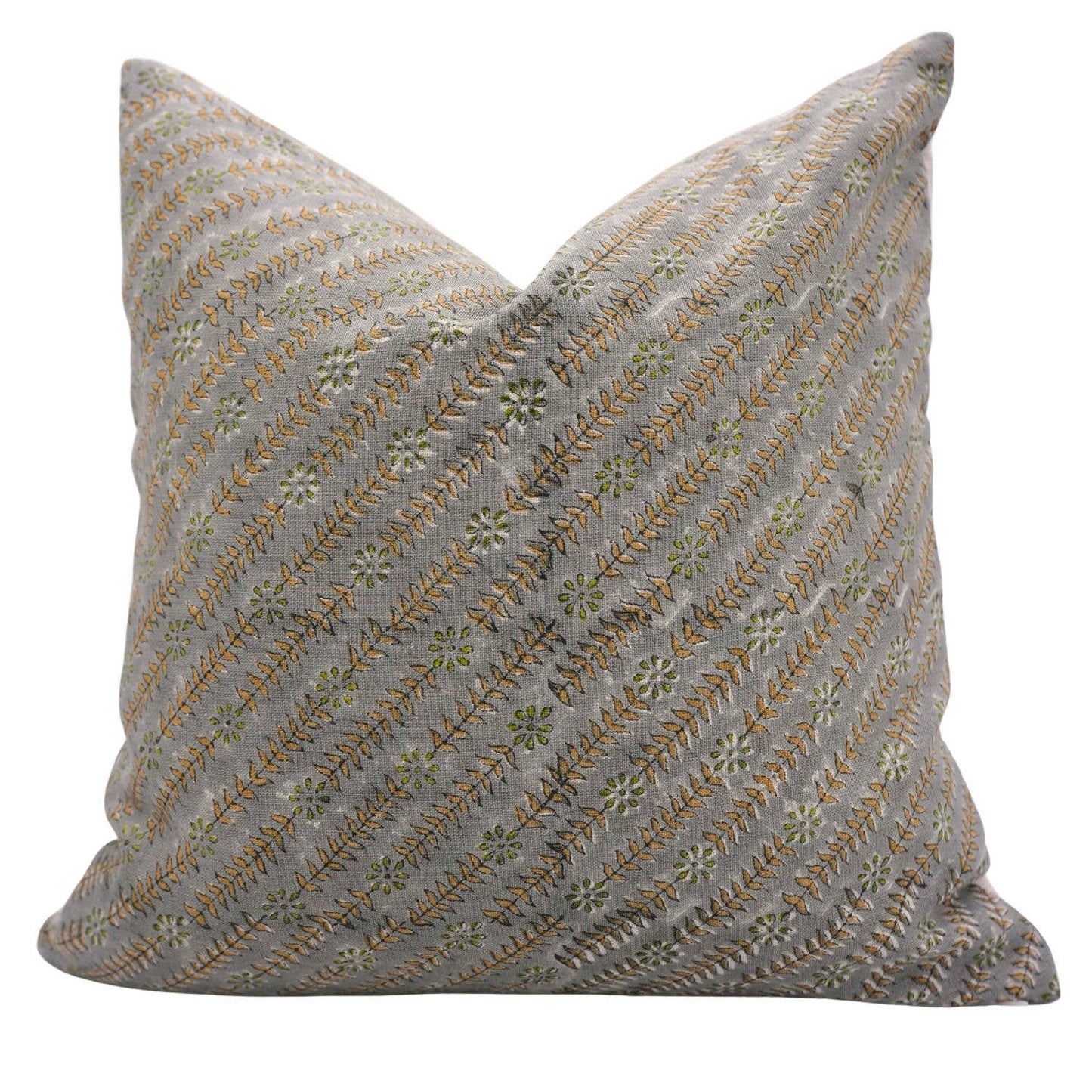 Taru Block Print Linen Pillow Cover 22x22